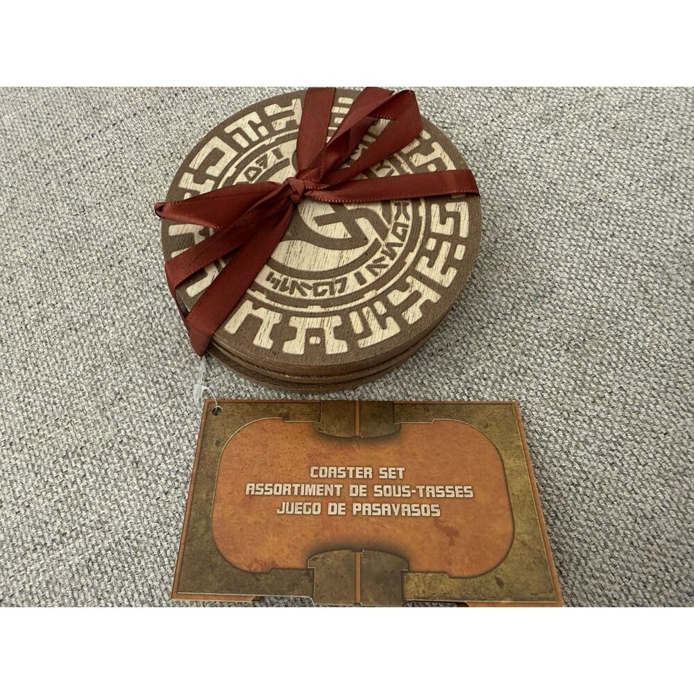 Disney Parks Star Wars Galaxy's Edge Oga's Cantina Wooden Coaster Set 4pc Set